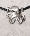 Big Blue Contemporary Pewter Octopus Pendant on 18