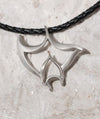 Big Blue Contemporary Pewter Manta Ray Pendant on 18