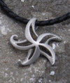 Big Blue Contemporary Pewter Starfish Pendant on 18