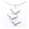 Big Blue Sterling Silver 3 Manta Ray Pendant Large Sculpted - Optional Chain Choices