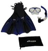 Tilos Silicone Mask, Purge Snorkel, Adjustable Open Heel Snorkeling Fins with Mesh Bag Set