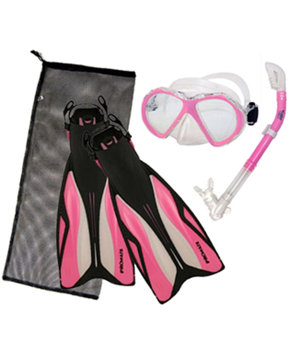 Adult Set Mask, Snorkel, Fin Package w/ Bag House of Scuba