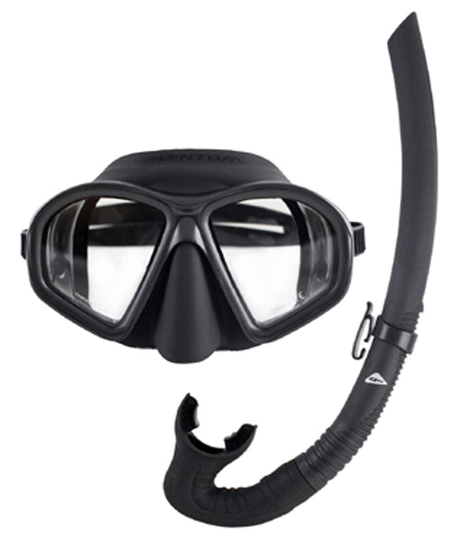 Ocean Hunter Phantom Spearfishing Mask & Snorkel Set Matte Black - Black