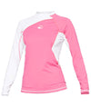 Bare Womens LONG Sleeve PINK Watershirt Rash Guard with 50+ SPF UV Protection