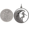 Surfing Woman Sterling Silver Charm Necklace Pendant Jewelry