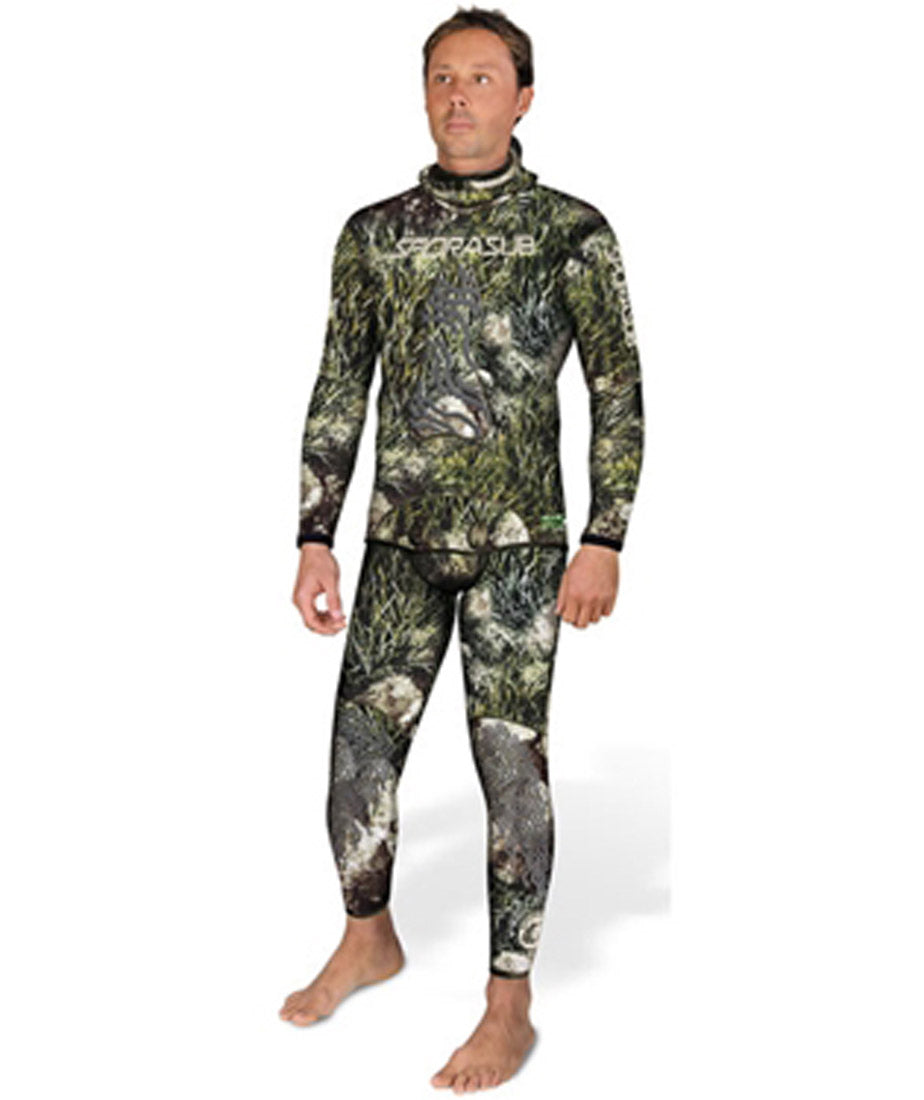 Sporasub 7mm Sea Green Mens Freediving & Spearfishing Camo 2 Piece - Top  and Bottom Wetsuits